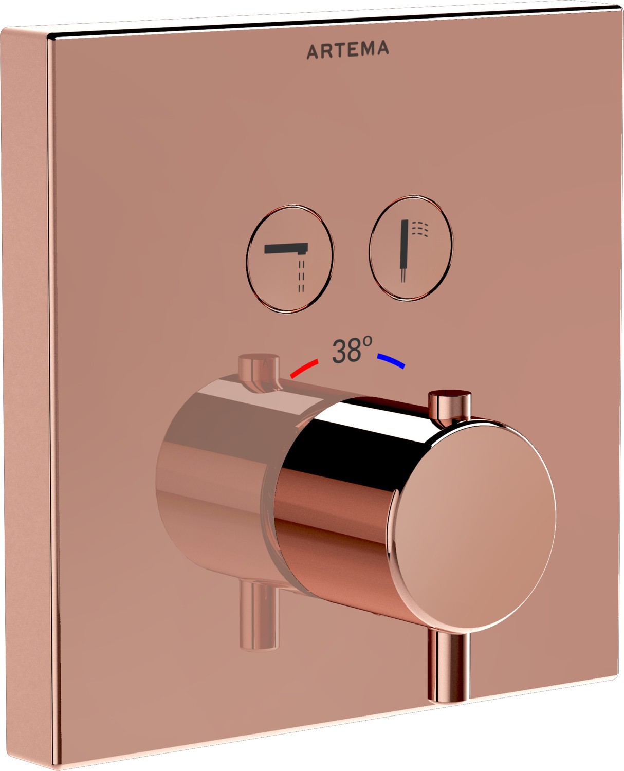 AquaHeat A4274629 Square Ankastre Termostatik Banyo Bataryası, Soft Bakır