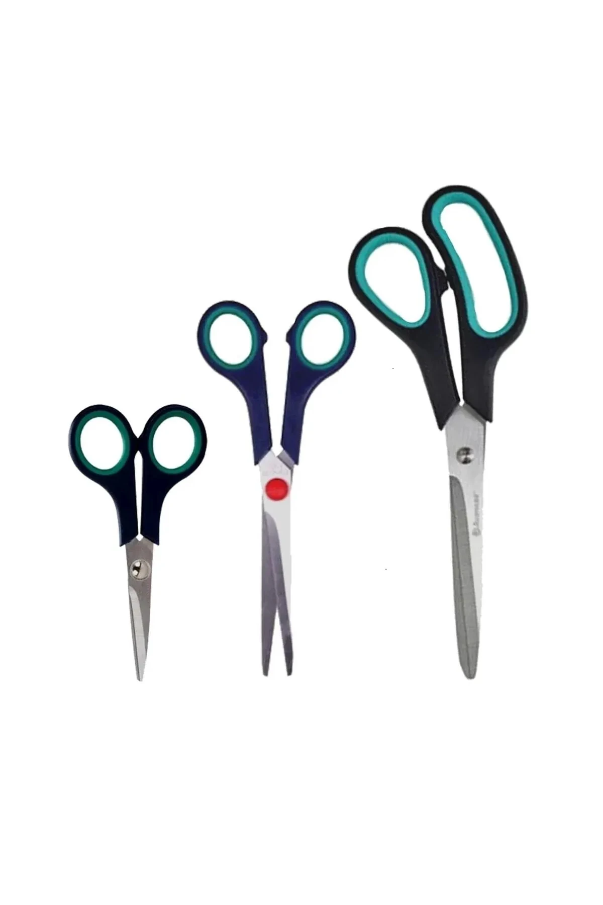 Üçlü Makas Seti Yeşil 8,7,5,5 inç olmak Üzere Keskin Makas Seti