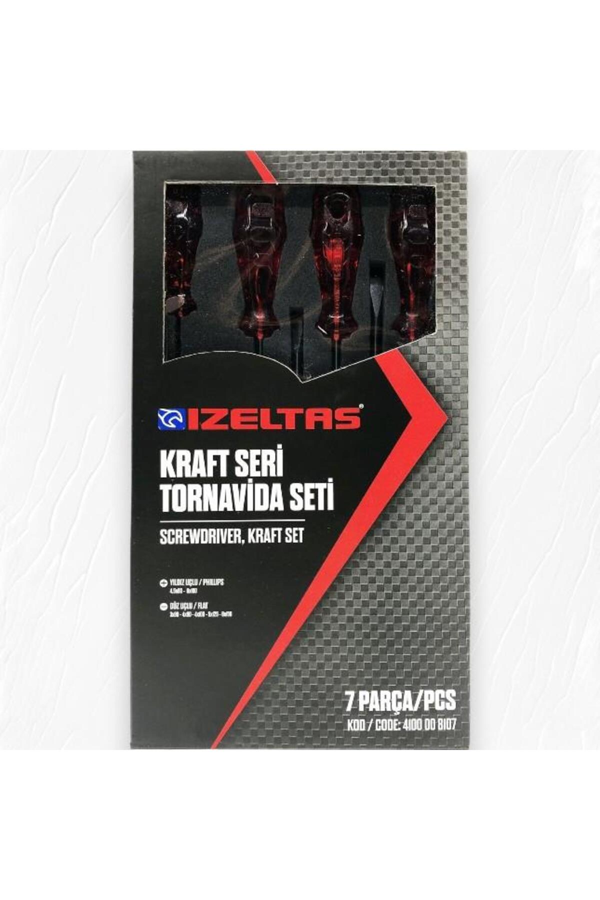İZELTAŞ Düz Uçlu Ve Yıldız Uçlu Tornavida Kraft Seri 7 Parça