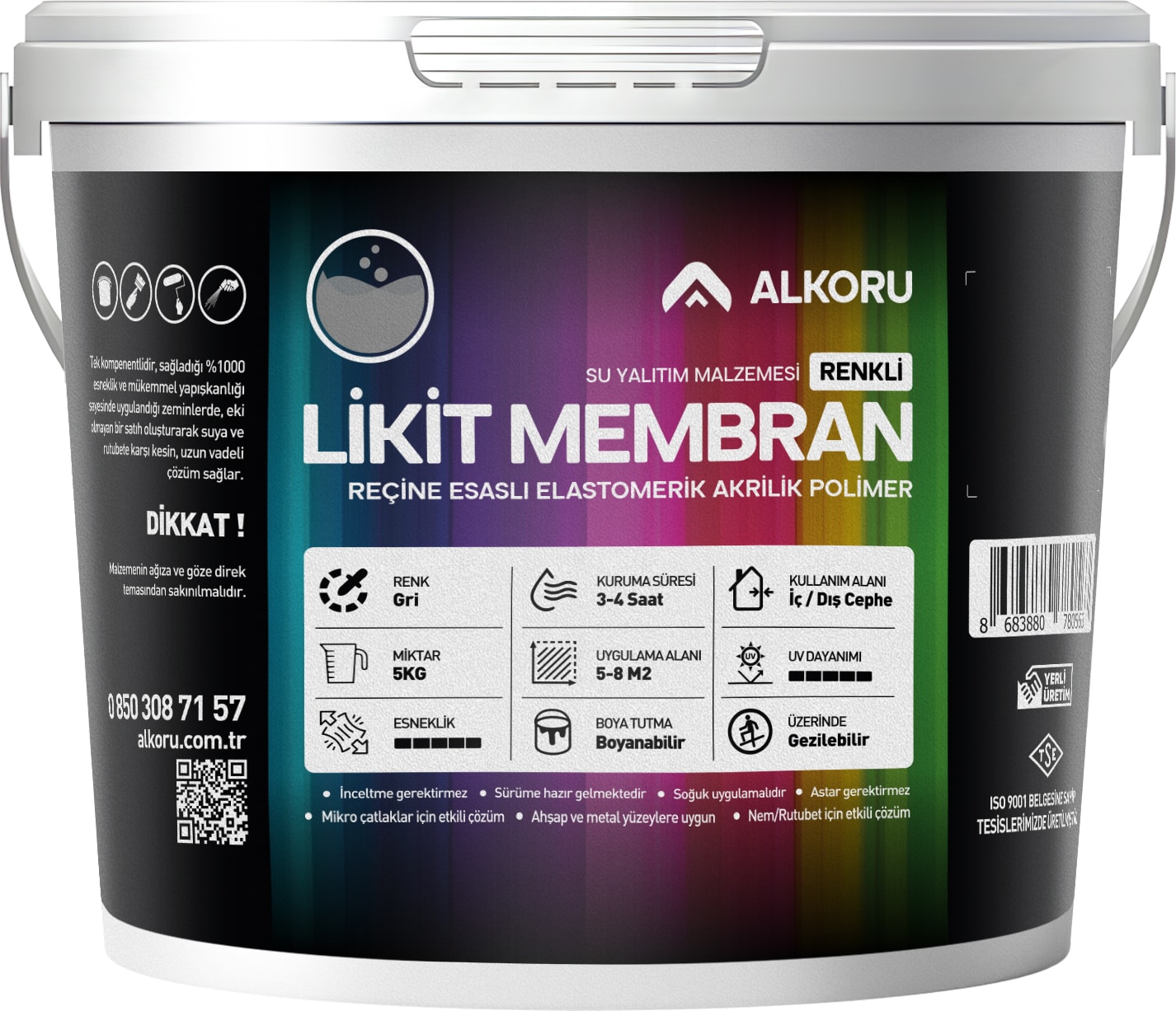 5 kg Gri Likit Membran Renkli Reçine Esaslı Sıvı Su Yalıtım Malzemesi