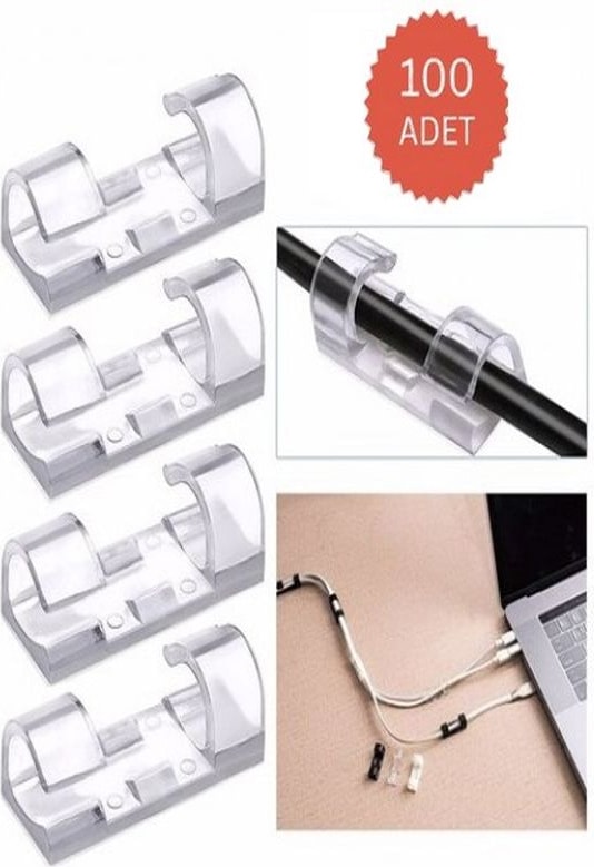 Kablo Sabitleyici Klipsler 100 Adet Kablo Düzenleyici Duvar Fayans Cam Kablo Tutucu Yapışkanlı Ürün