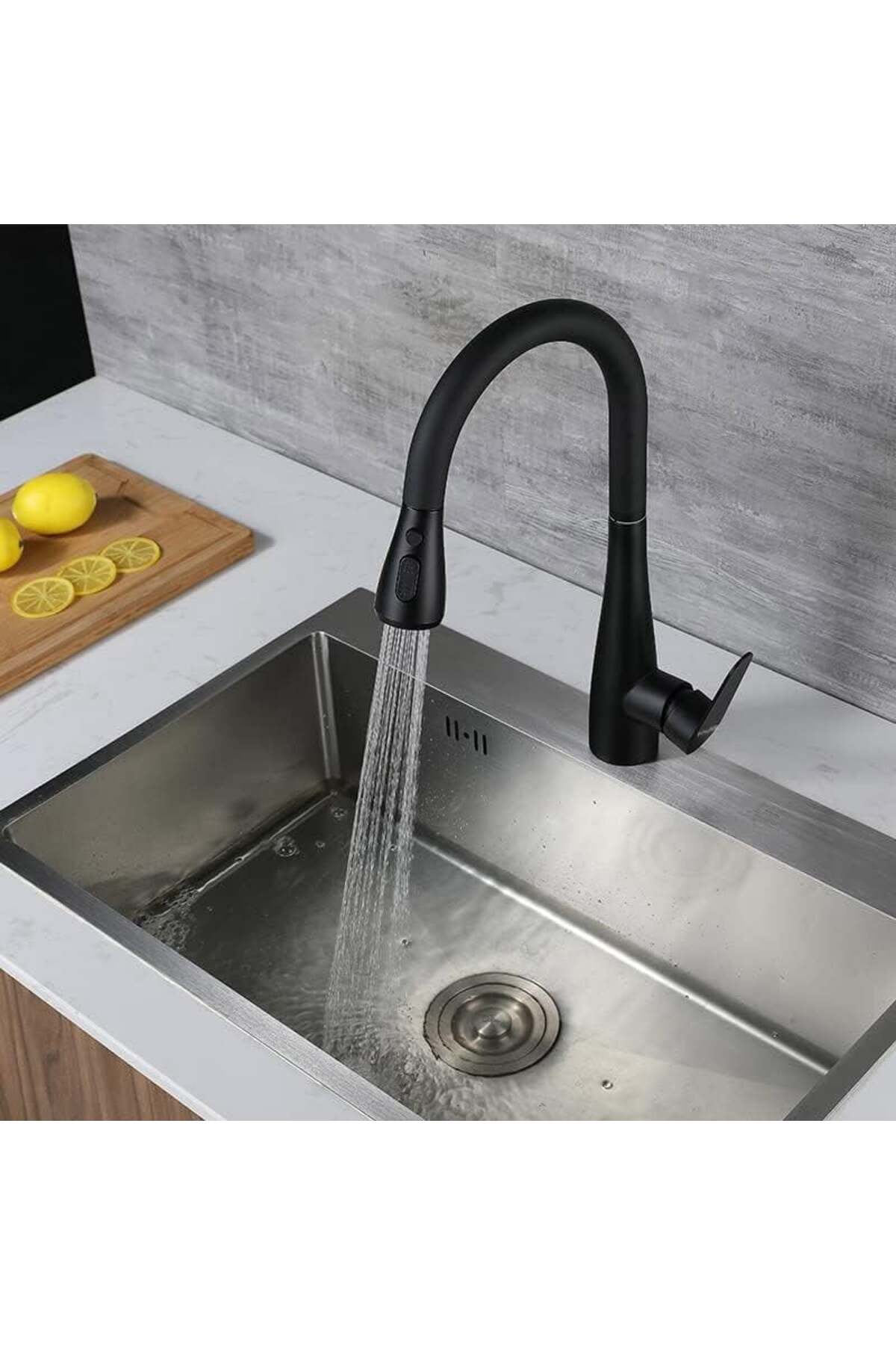 Spiralli Eviye Bataryası Pull Down 3 Fonksiyonlu Siyah KTE125-B