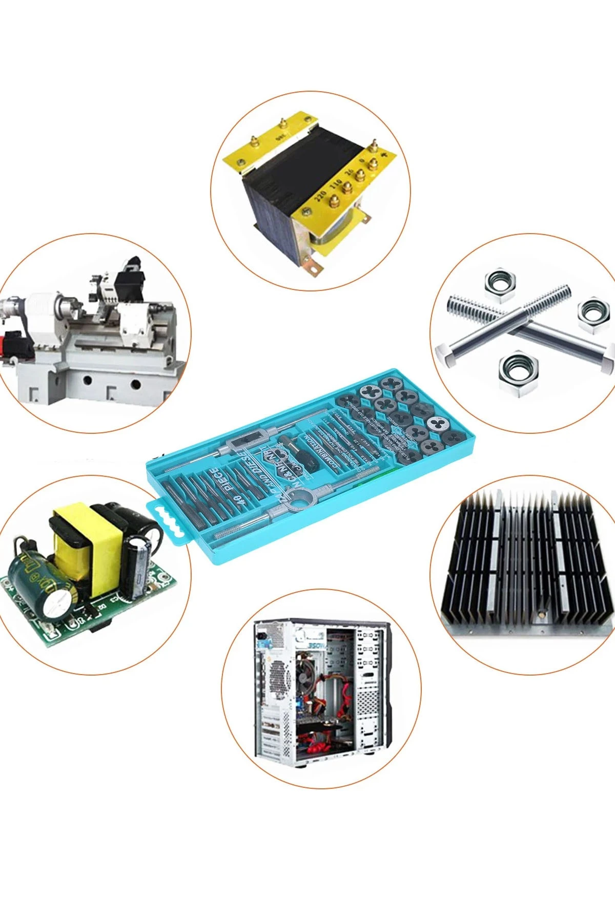 40 Parça Klavuz Pafta Seti Metrik Set İnce Diş Açma Seti 40 Parça Profesyonel Set