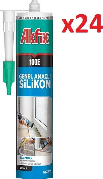 100E Genel Amaçlı Silikon 280 ml Siyah (1 Koli - 24 Adet)