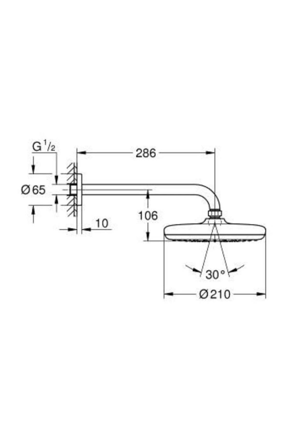 Tempesta 210 Tek Akışlı Tepe Duşu Seti 286 Mm - 1022182430