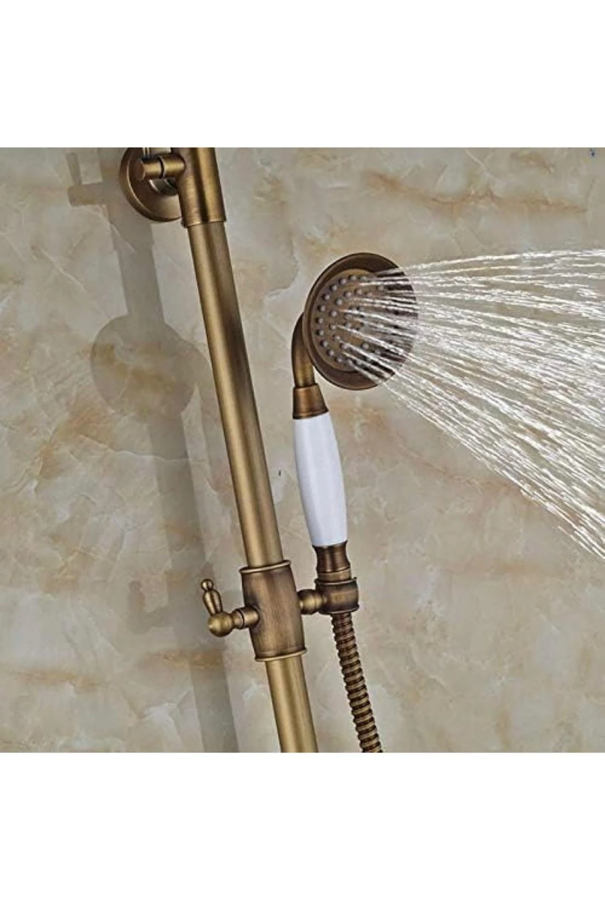 Antik Gold Duş Sistemi Klasik Tasarım Yağmurlama Seti Armatür Dahil Komple Set Mat Gold