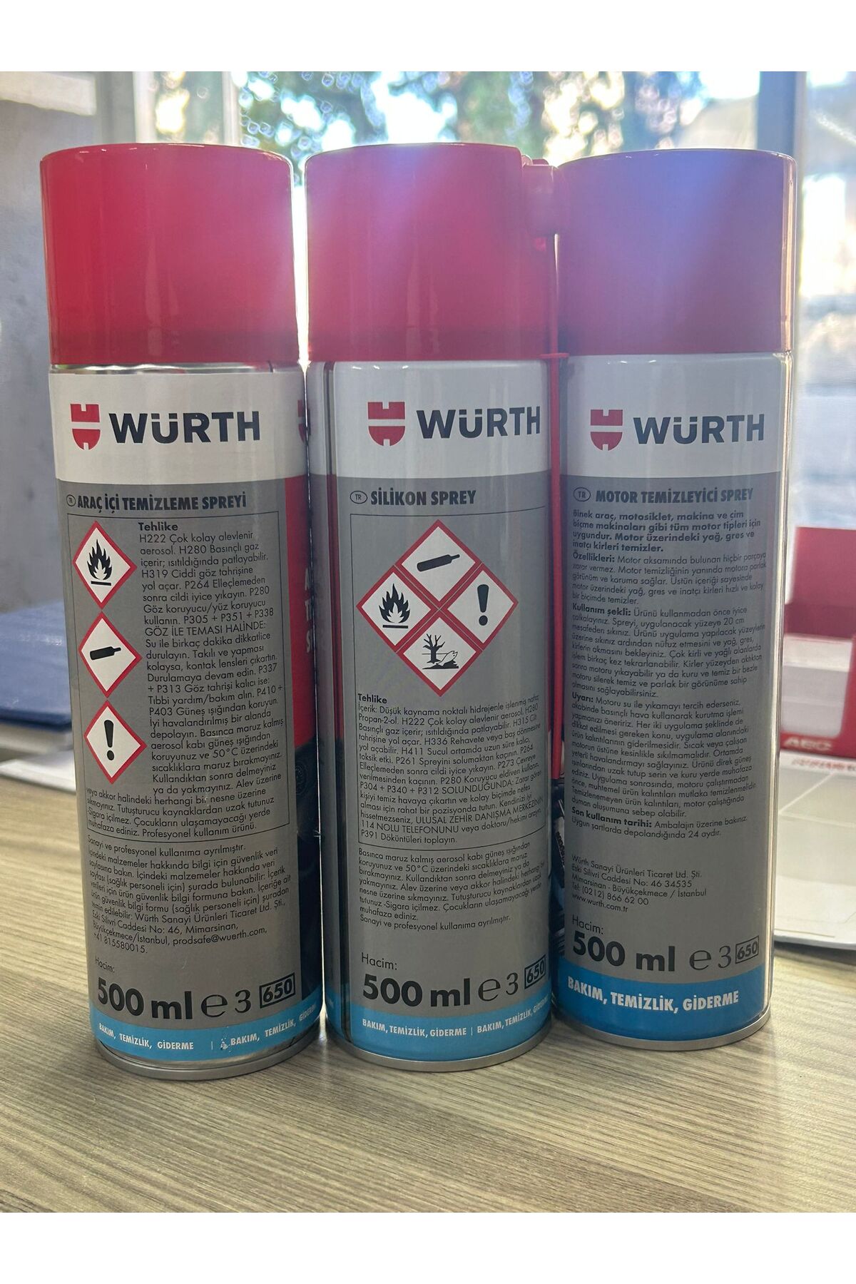SÜPER SET WÜRTH MOTOR TEMİZLEME-SİLİKON SPREY-ARAÇ İÇİ TEMİZLEME
