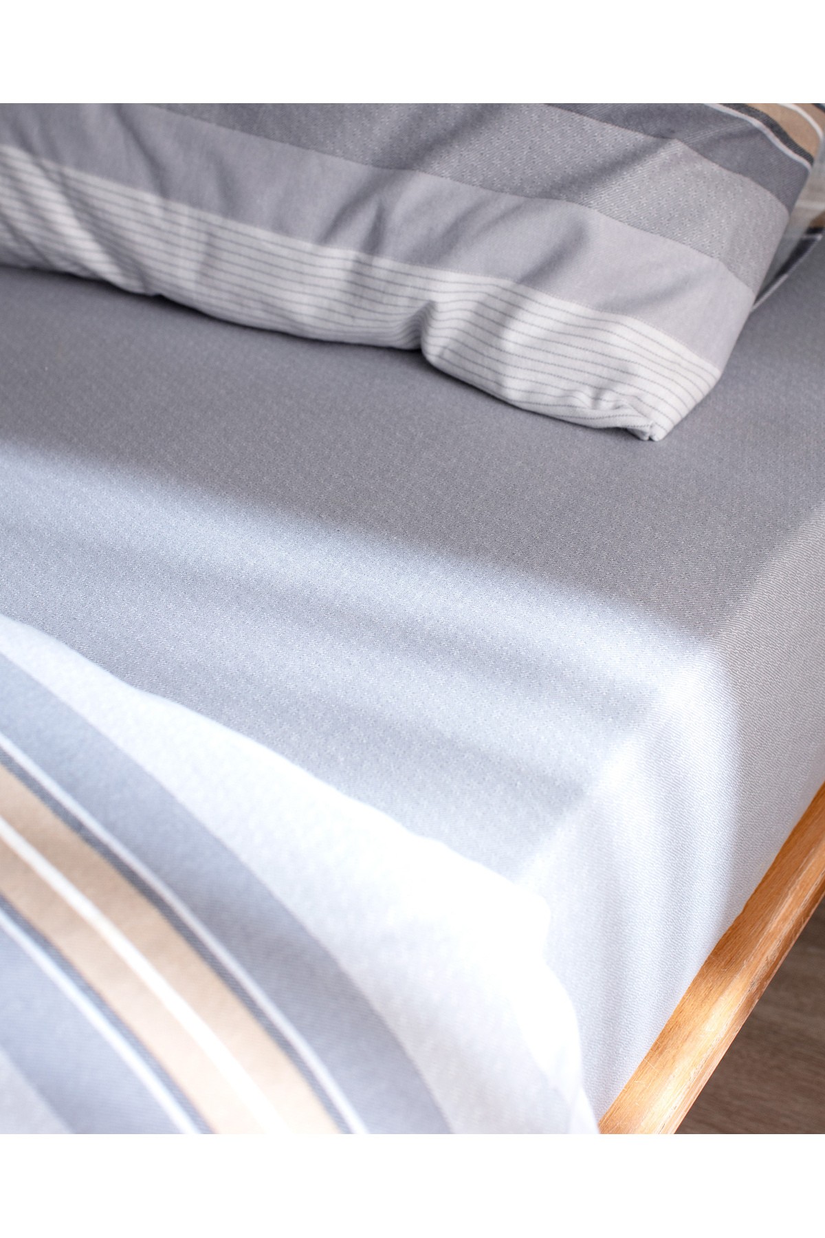 Destry King Size %100 Pamuk Flanel Nevresim Takımı - Gri