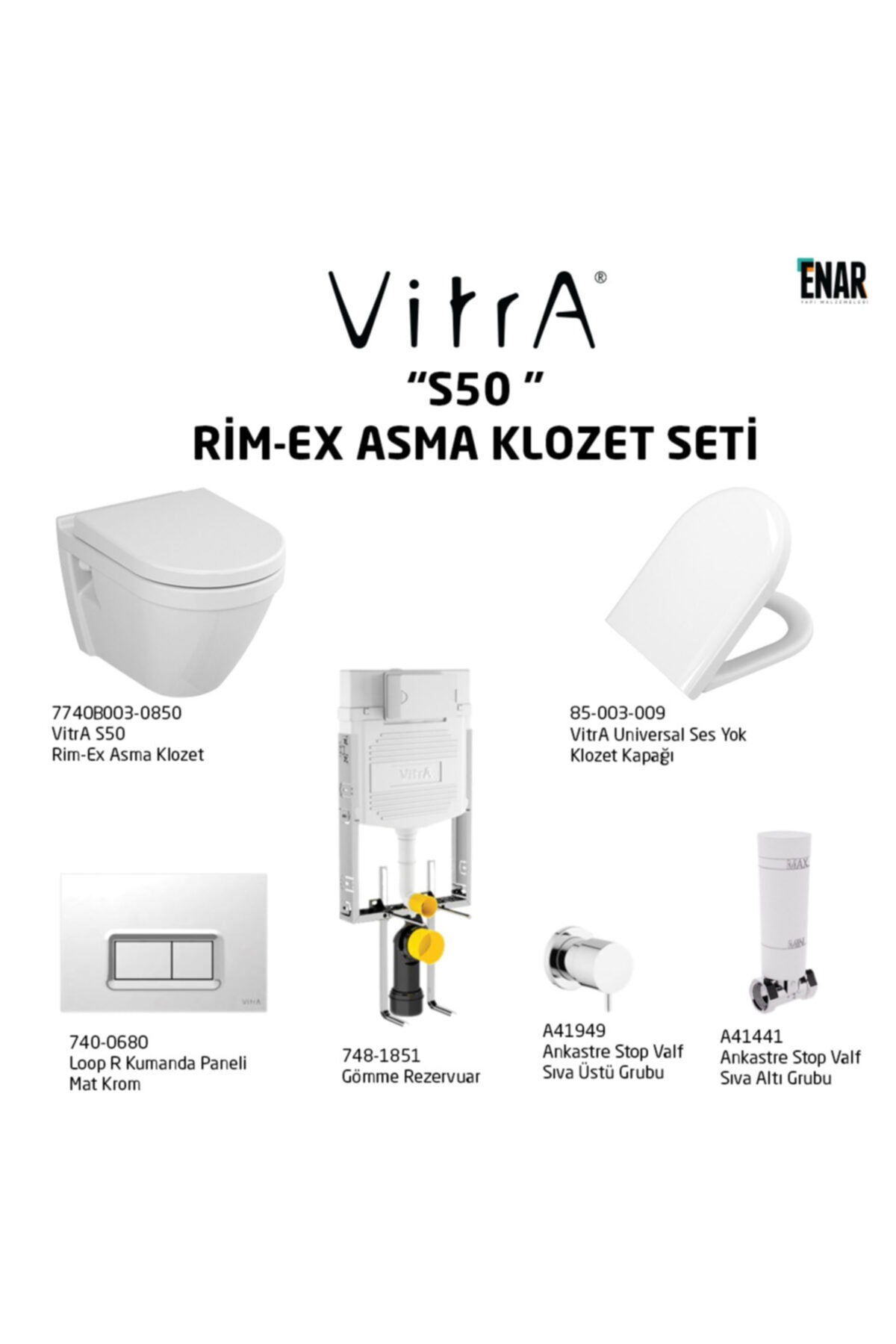 S50 Rim-ex Asma Klozet Ve Yavaş Kapanır Kapak Seti