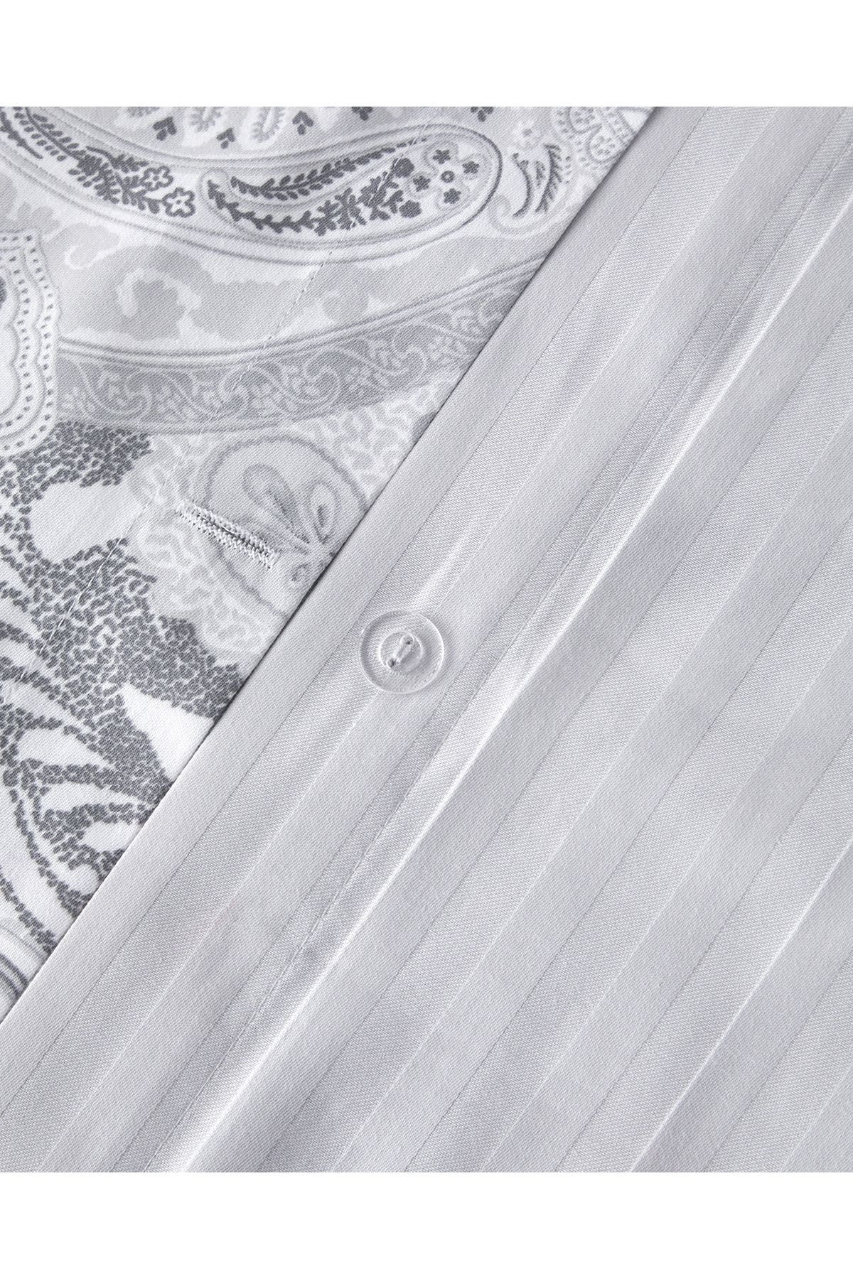 Paisley Pamuk Saten Çift Kişilik Nevresim Takımı 200x220 cm Gümüş