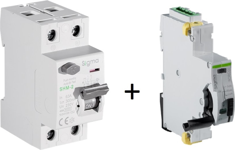 Elektrik SCRC03 Otomatik Yeniden Kurma Ünitesi + 2X63 300MA Kaçak Akım Rölesi