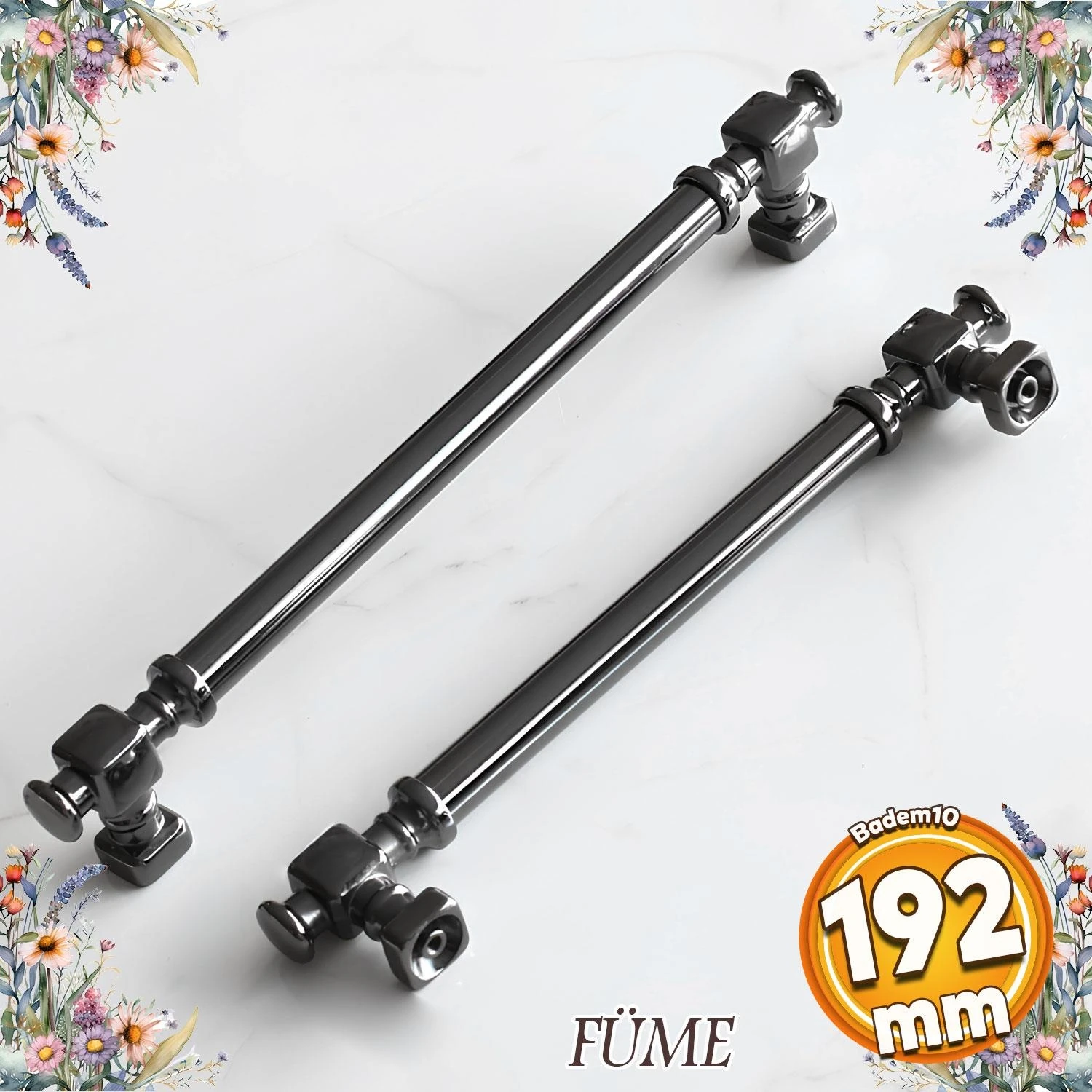 Talas Füme Düz Metal Kulp 192 mm Mobilya Çekmece Mutfak Dolabı Kulbu