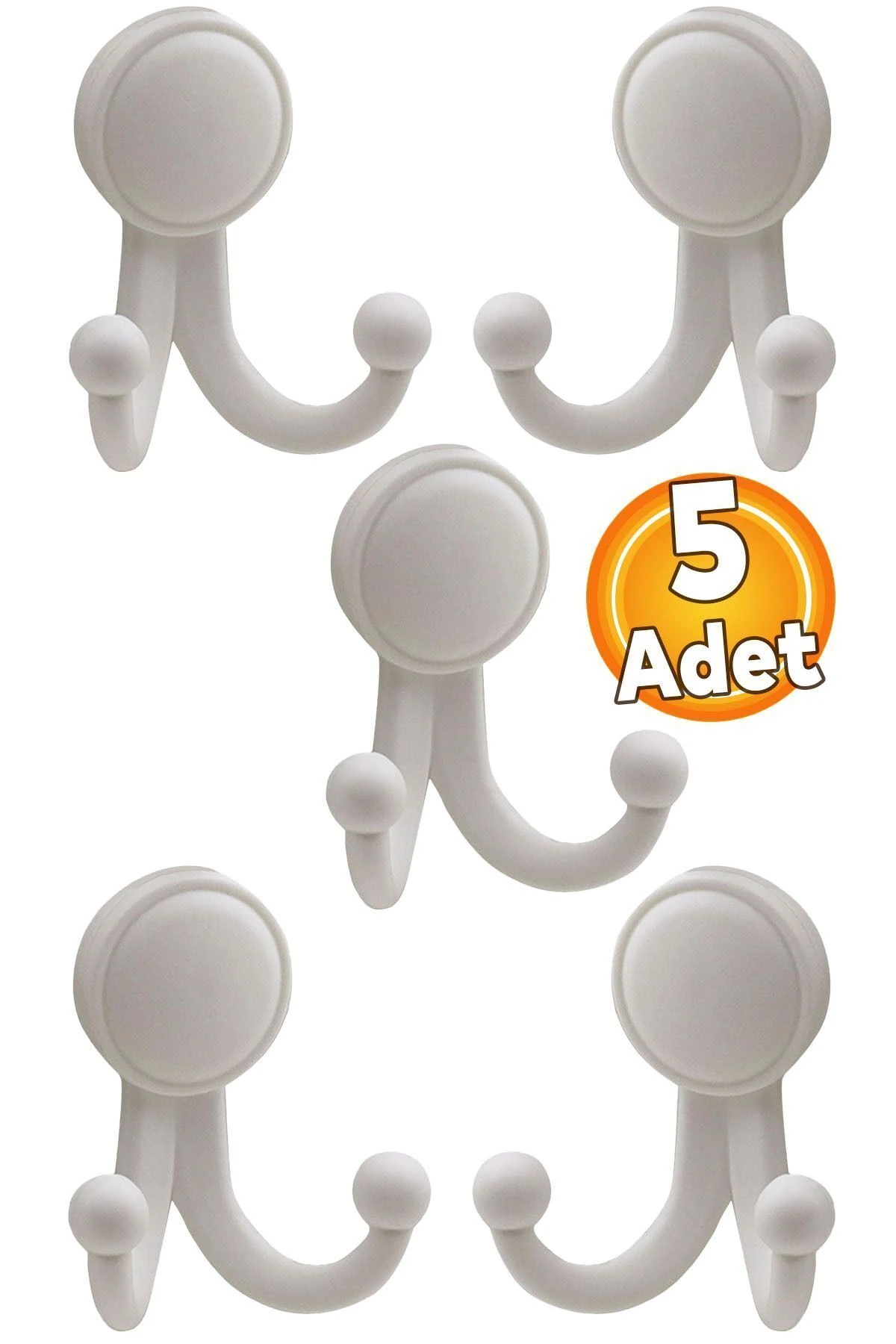 Karataş Askılık Portmanto Vestiyer Duvar Askısı Dolap Elbise Askılığı Sert Plastik Beyaz (5 ADET)