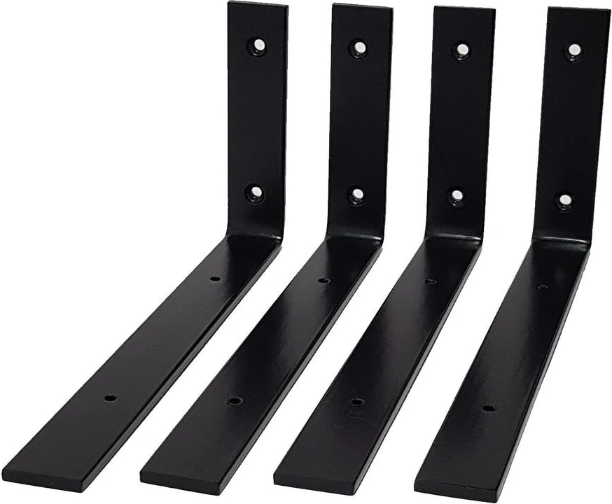 Raf Altı Ayak Raf Tutucu L Demir 12 x 25 cm Siyah Montaj Aparatı (4 Adet)