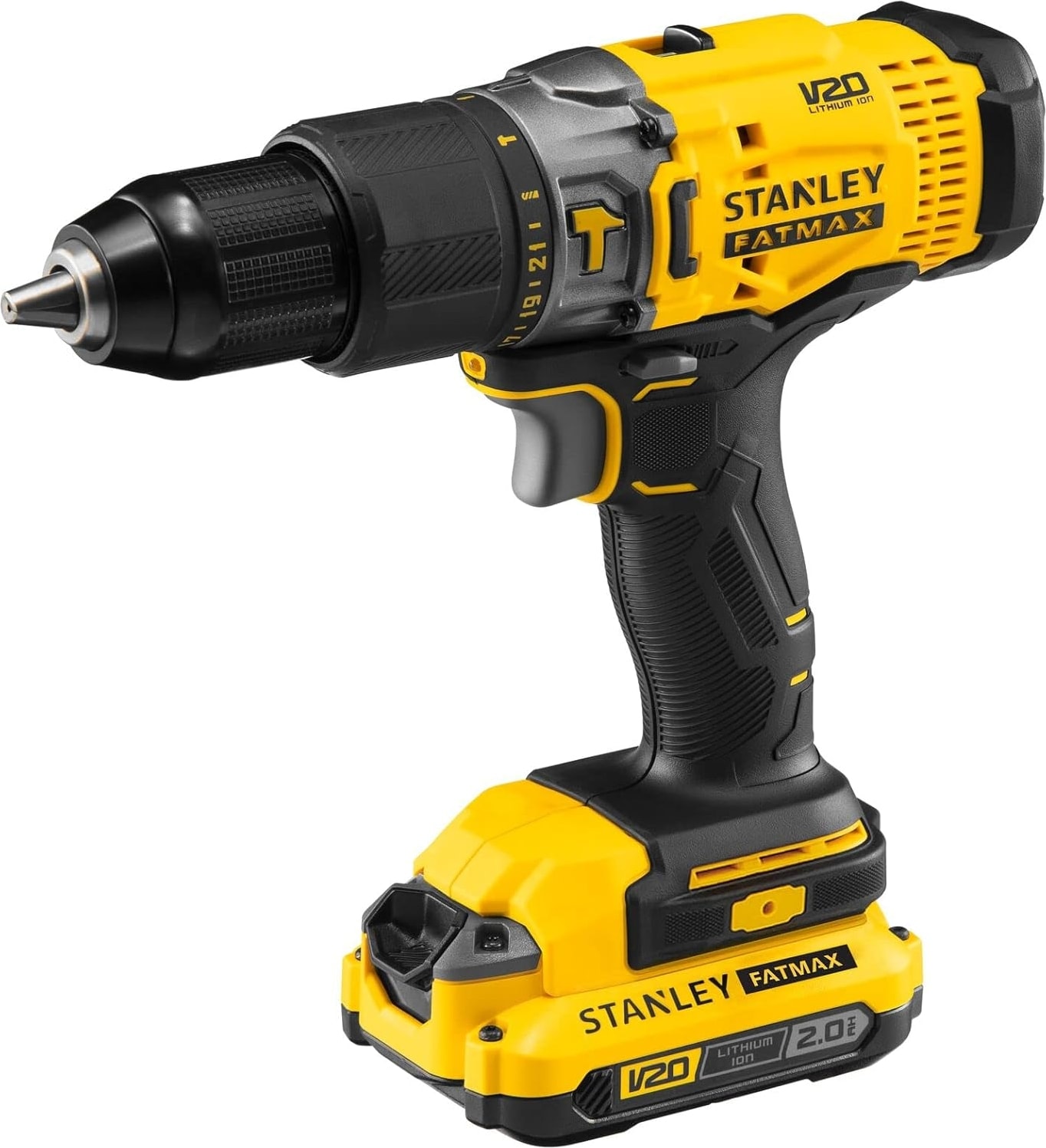 STANLEY 18V 2.0 Ah V20 Li-Ion Çift Akülü, Kömürlü Darbeli Matkap