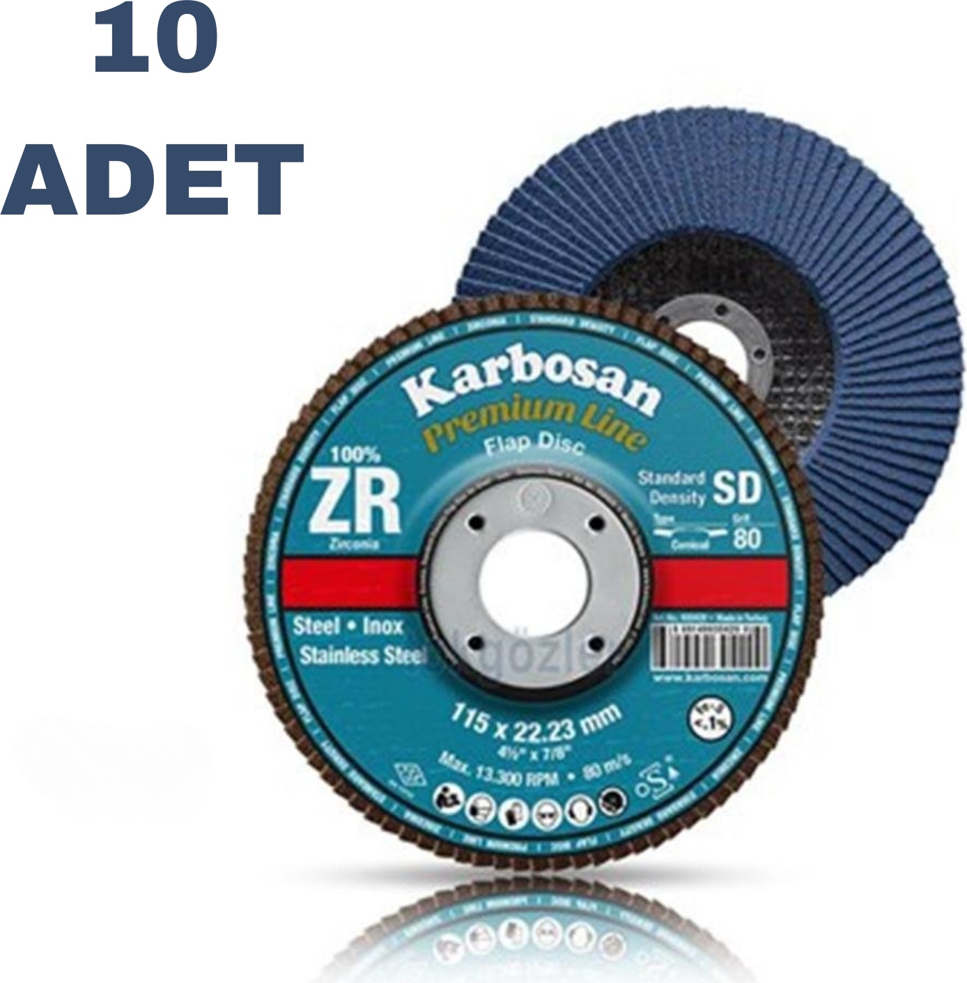 KARBOSAN Flap Disk Çelik ve Inox Zımpara Zr 115X22.2380 Kum Sd-Konik 983465