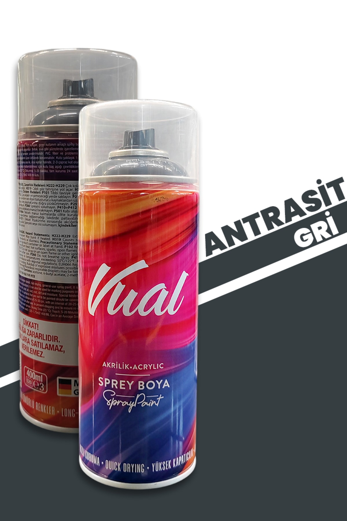 Vual Akrilik Parlak Antrasit Gri Sprey 400 ml - RAL 7016