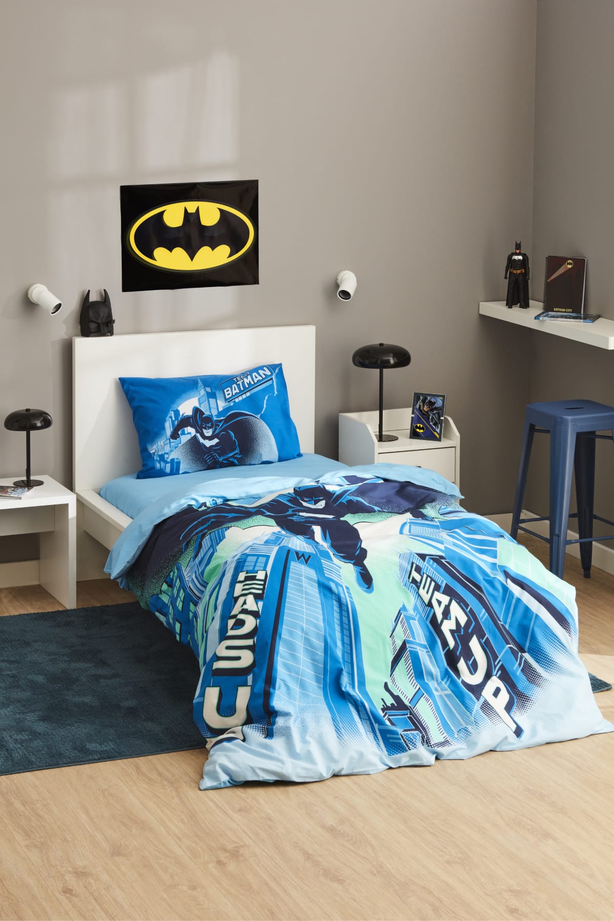 Nevresim Takımı %100 Pamuk Tek Kişilik Batman Gotham City
