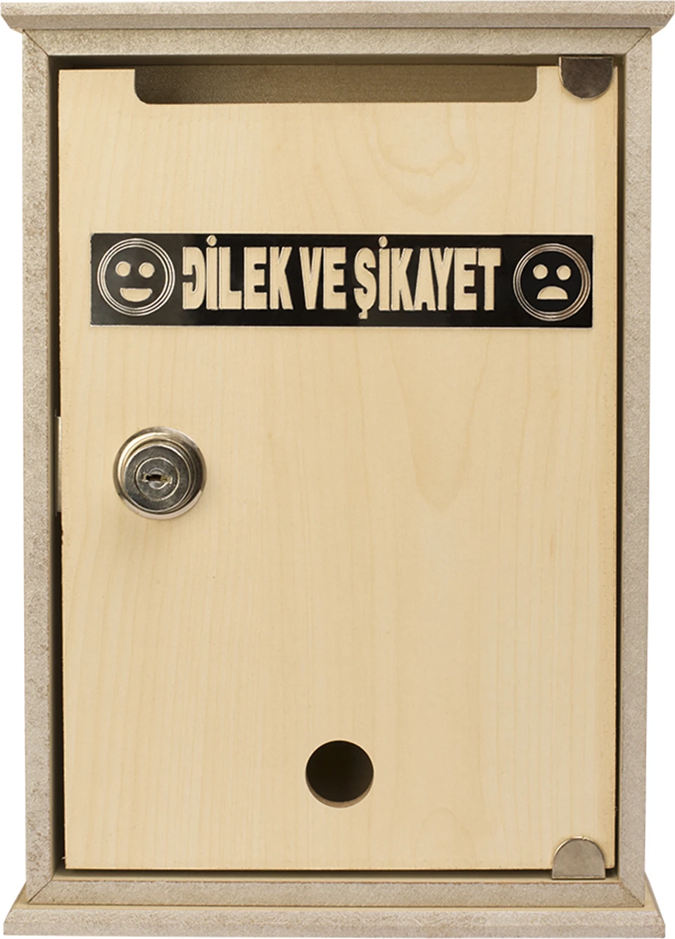 Kilitli Ahşap Dilek ve Şikayet Kutusu Akça