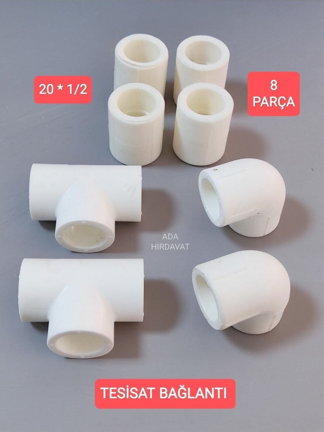 Pvc Boru 20*1/2 Pprc Kalorifer Doğalgaz Su Tesisatı Bağlantı Parçaları Seti ** 8 Parça