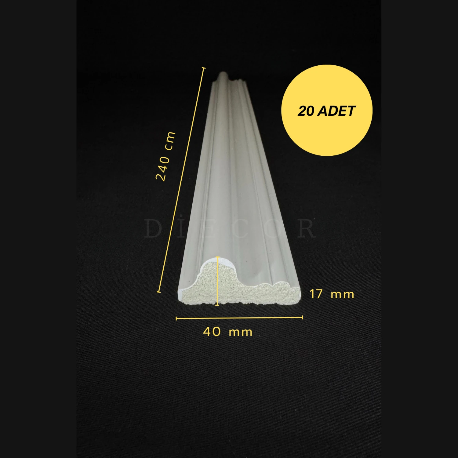 Dekoratif Boyanabilir 20 Adet 4 cm Eğimli Polistren Duvar Çıtası