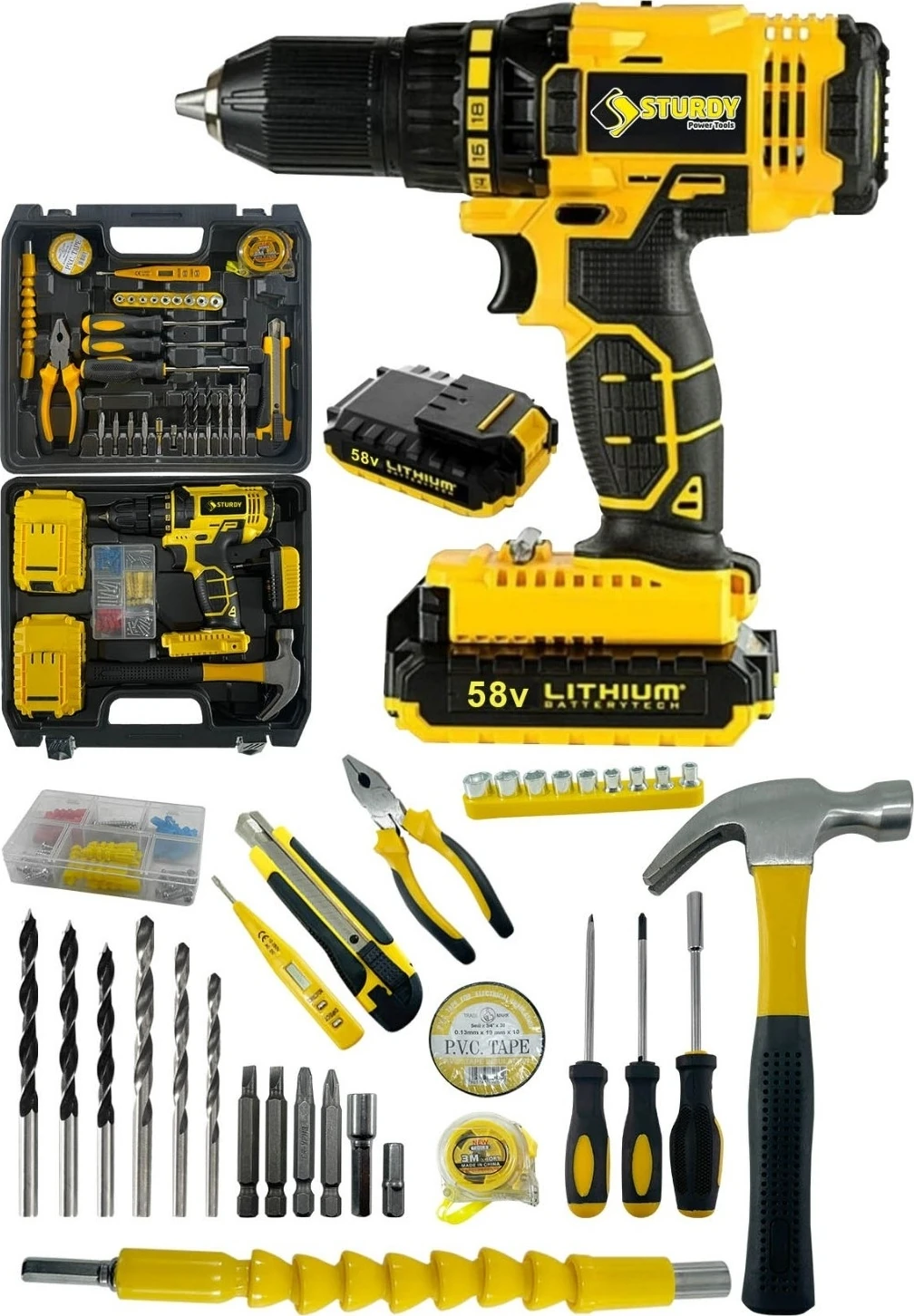 Japon Technology 56V8AH Q-P-Z Seri Metal Şanzuman Şarjlı Çift Akülü Matkap 39 Prç Uç Setli