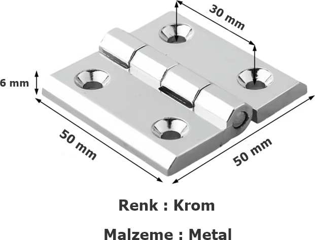 Dolap Kabin Menteşesi Metal 5 cm Krom