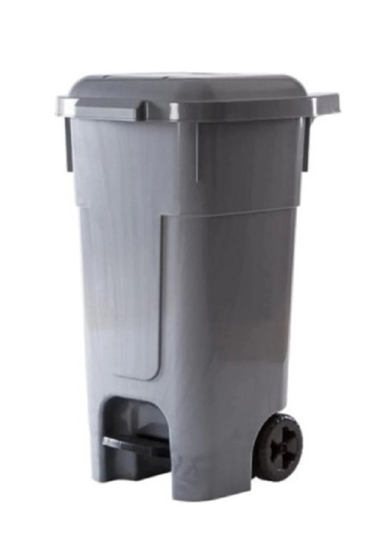 Violet Konteyner 80 Litre Büyükboy Pedallı Ayak Çöp Kova Kapaklı Tekerlekli Seyyar Çöp Arabası Gri