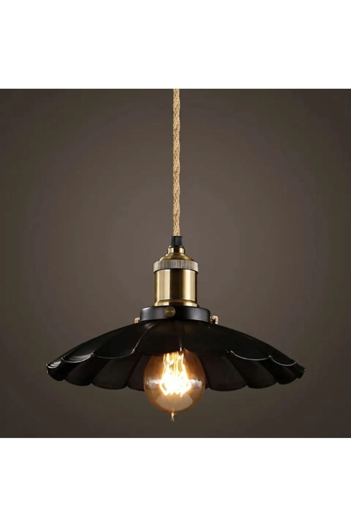 Jüt Halat Sarkıt Avize Anahtarlı Duy 3metre Bakır Rengi ( AMPUL DAHİL)