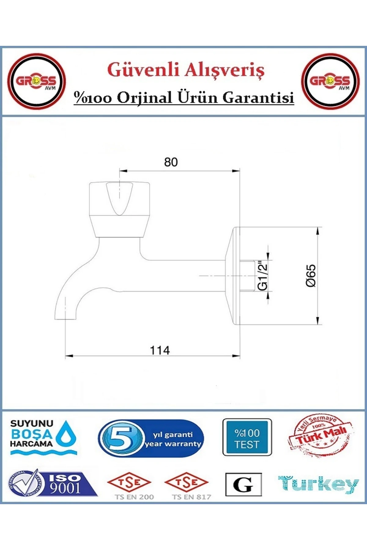 E.C.A Pınar Uzun Musluk - %100 Prinç - Ürün - 5 Yıl Garanti