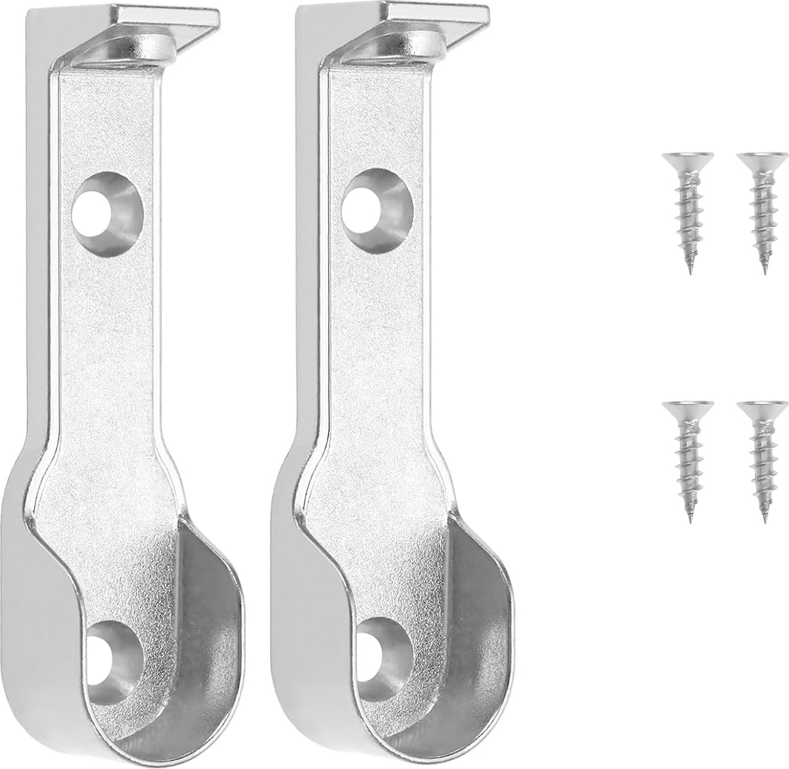 (2 Adet) Uzun Askı Flanşı Dolap Boru Sabitleme Kıyafet Elbise Askı Flanş Aparatı Krom 60 mm