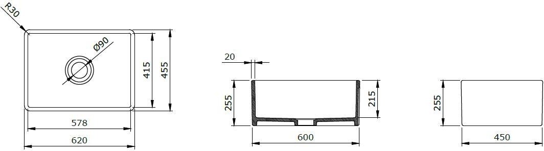 Lavello Mutfak Eviyesi 60 cm Parlak Beyaz 1137-001-0120-03