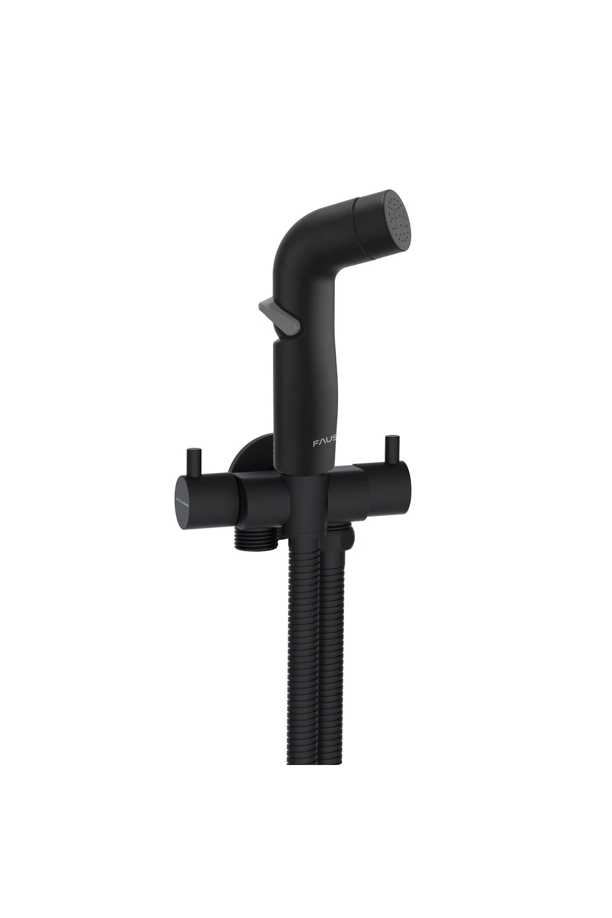 Spiralli Taharetmatik Taharet El Duşu Askılı Çiftli Ara Musluk Siyah SET101-2B