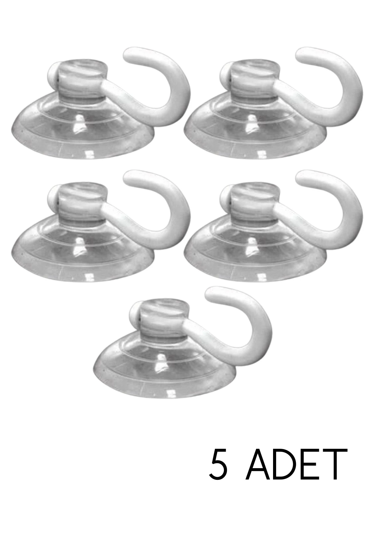 Kancalı Cam Vantuzu 5 Adet Şeffaf Vantuz Askı Öpücük Askı 3 cm