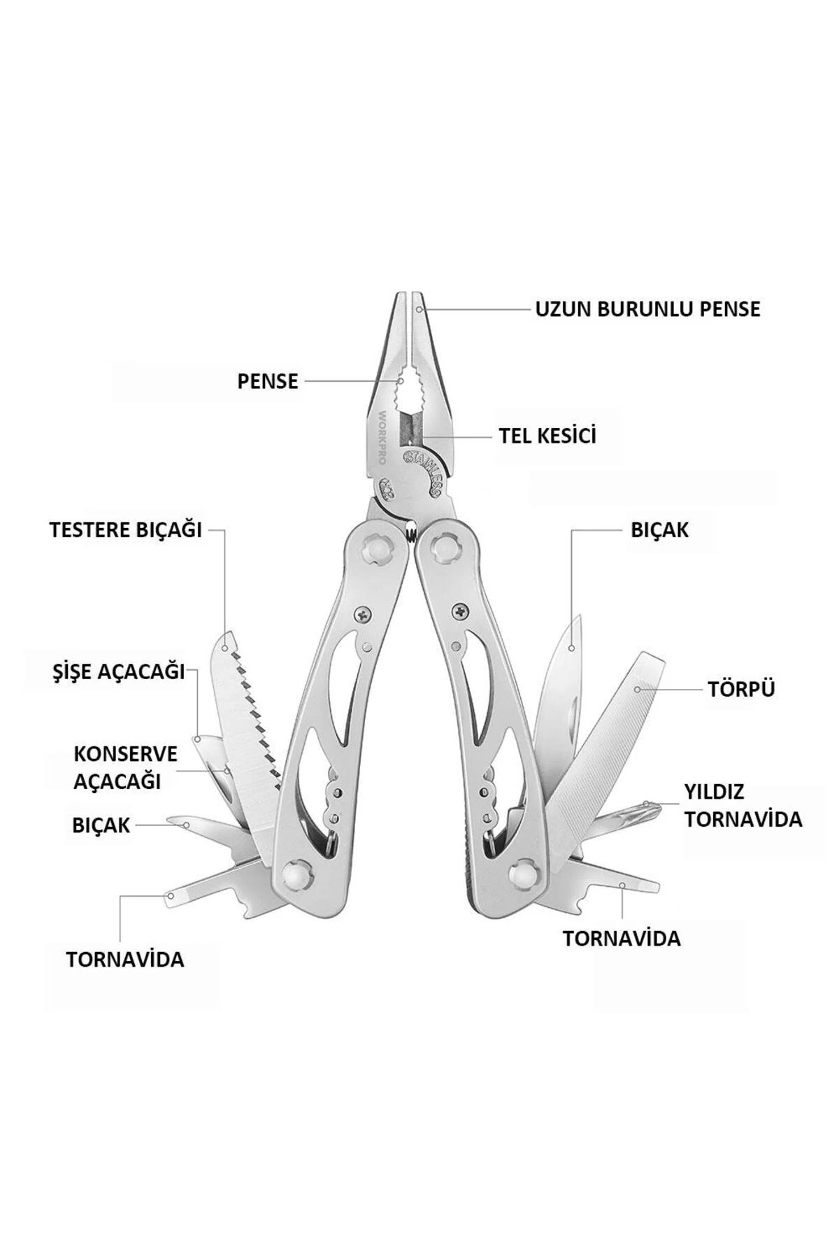 WP382001 12 IN 1 Çok Fonksiyonlu Profesyonel Pense Seti + Taşıma Kılıfı
