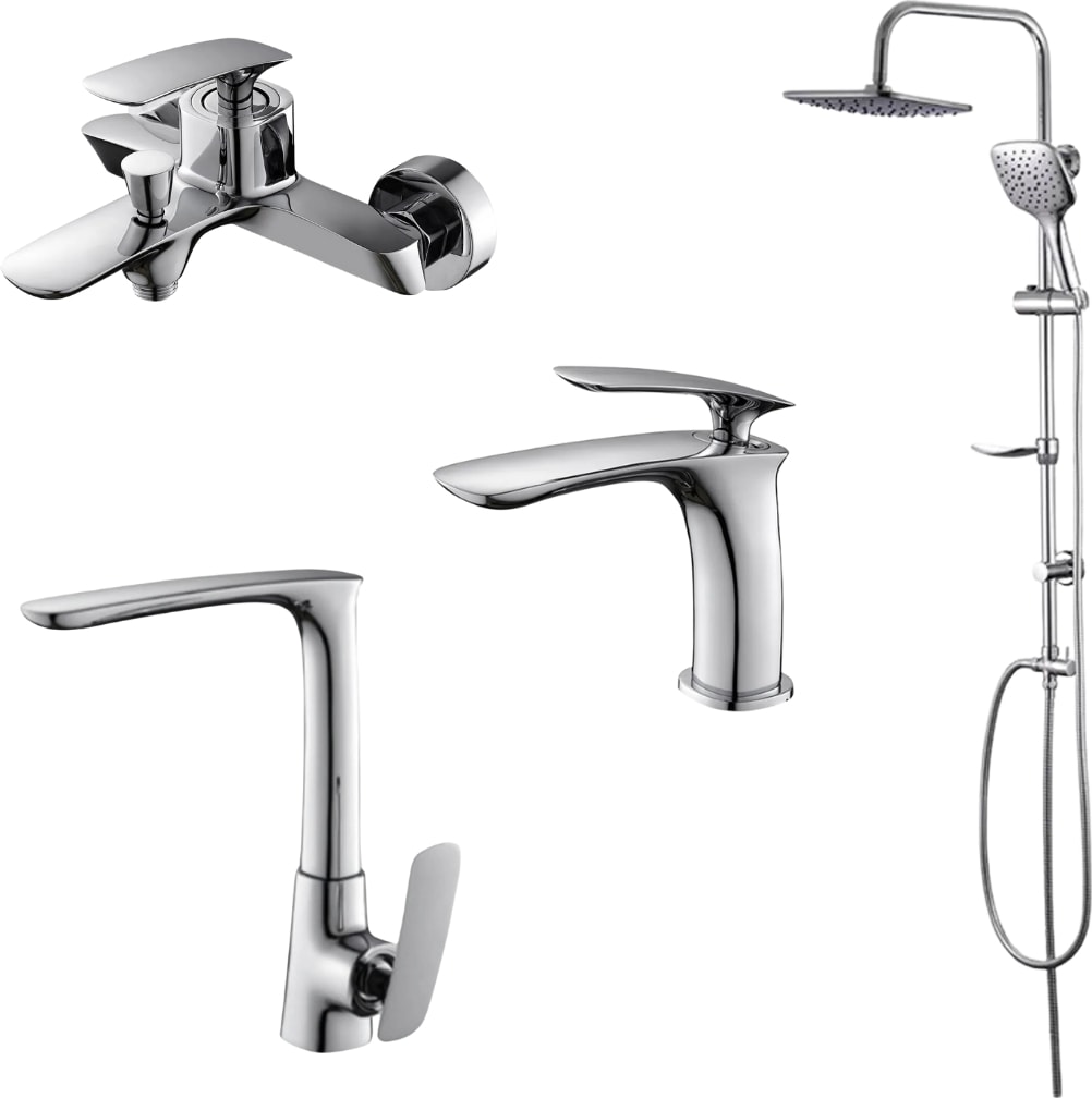 Slim Lavabo Banyo Evye Bataryası Duş Ünitesi Set 121521-121511-121531-121530