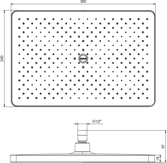 Tiera Plus Banyo Dikdörtgen Duş Başlığı 36X24 102145067