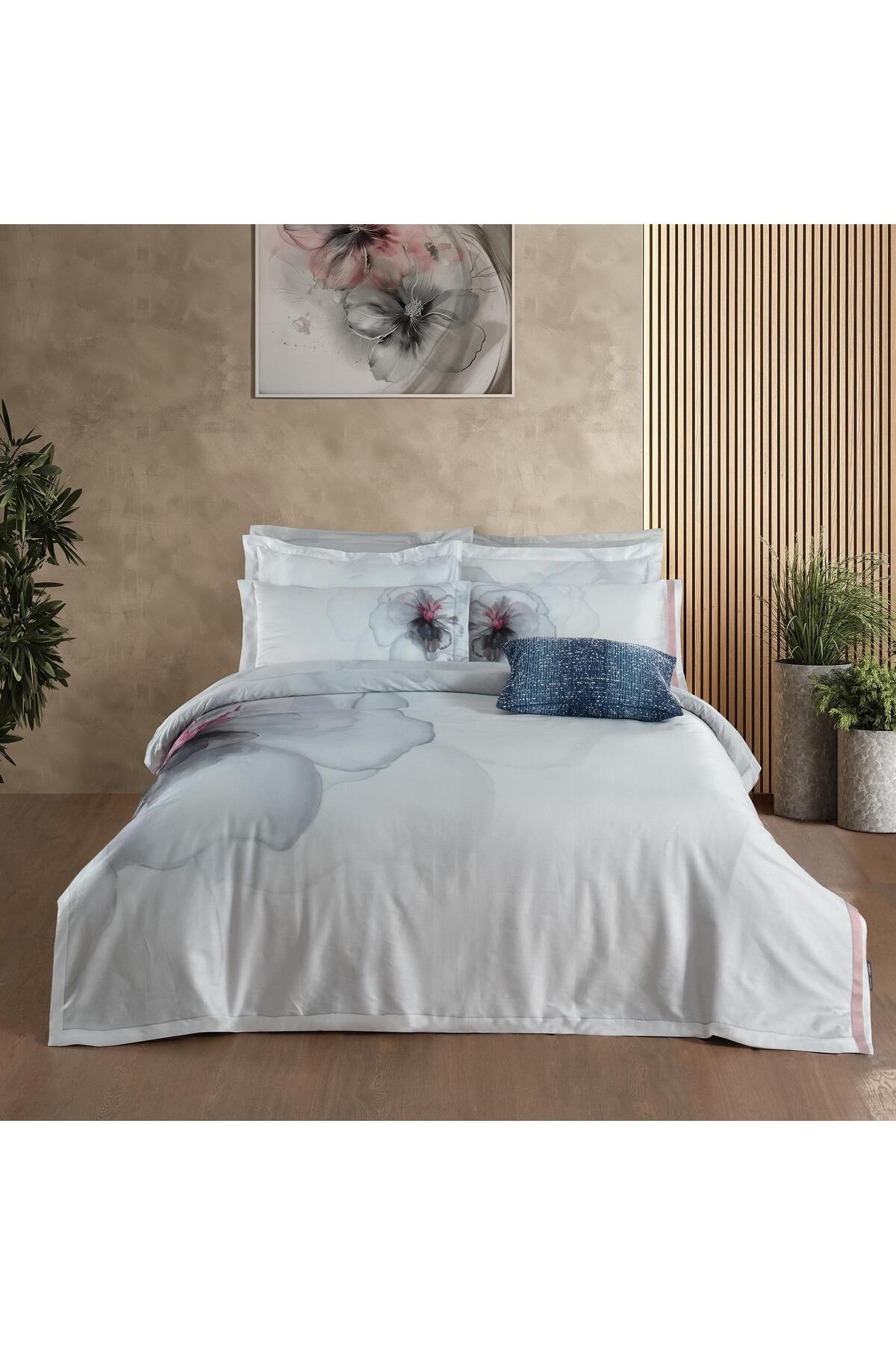 Efira King Size %100 Pamuk Saten "300 TC" Nevresim Takımı Beyaz