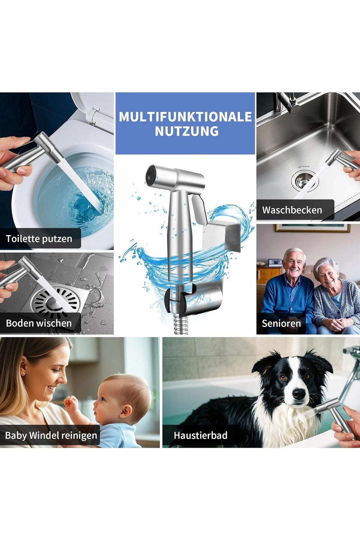 Banyo Bide Basınçlı Püskürtücü Taharet Musluğu Klozet Hortumu Krom Renk İthal 7 Yıl Garantili