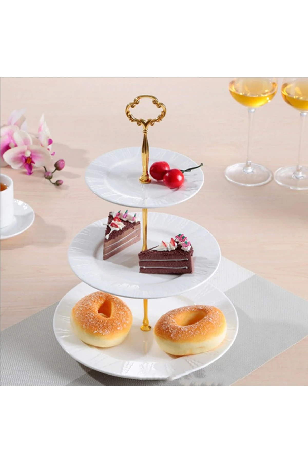 Epoksi Kek Standı Kulp Oymalı Model Gümüş Moo3