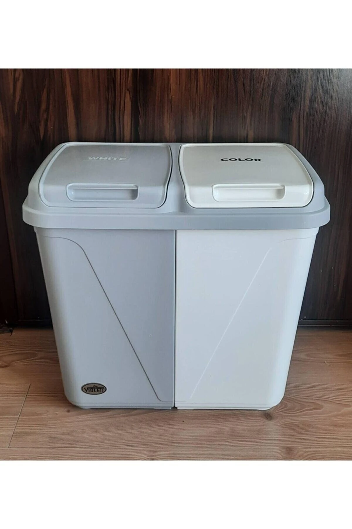 İki Bölmeli Galoş Bone Kutusu Çöp Atık Ayrıştırma Sepeti 60 Lt Hastane Klinik Anaokulu Kirli Sepeti