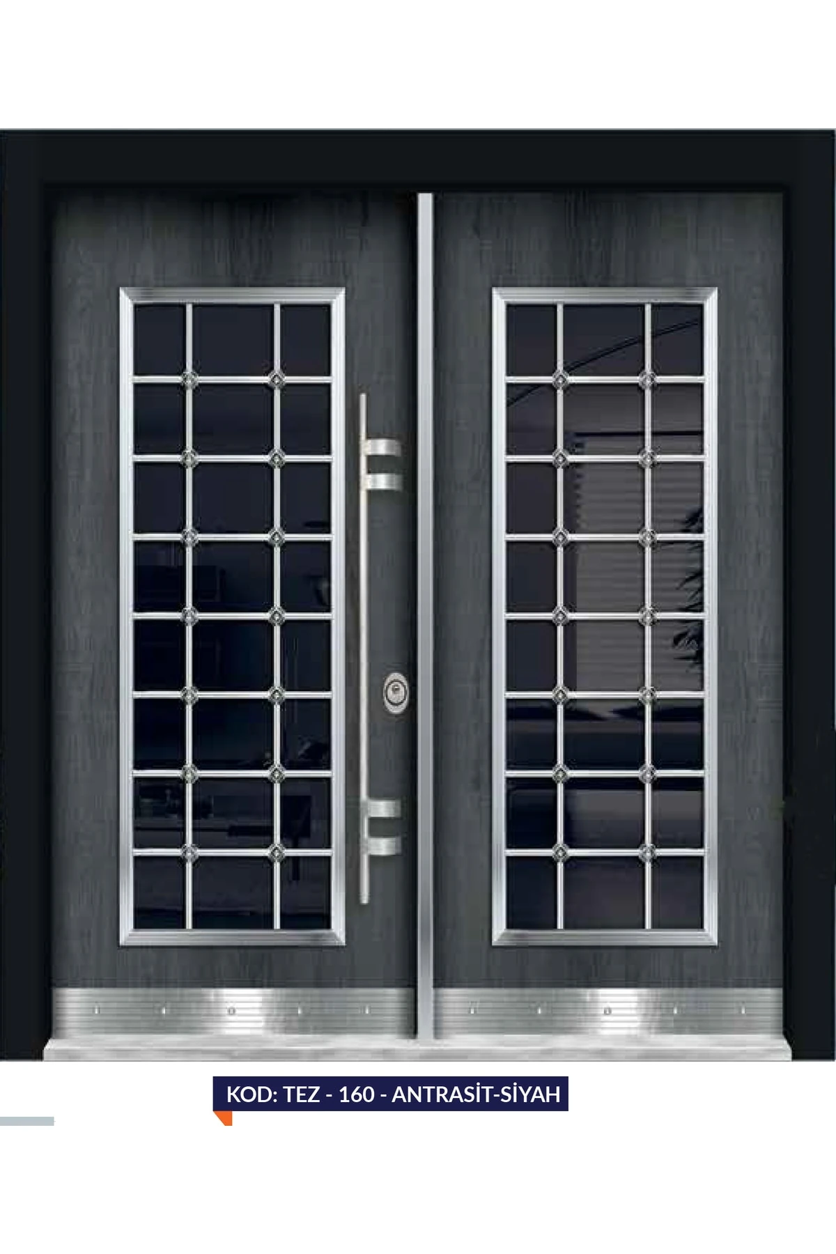 Çelik Kapı Fiyatları Siyah Renk Statik Kasalı Çelik Kapı, Apartman Giriş Kapısı Sol Açılım