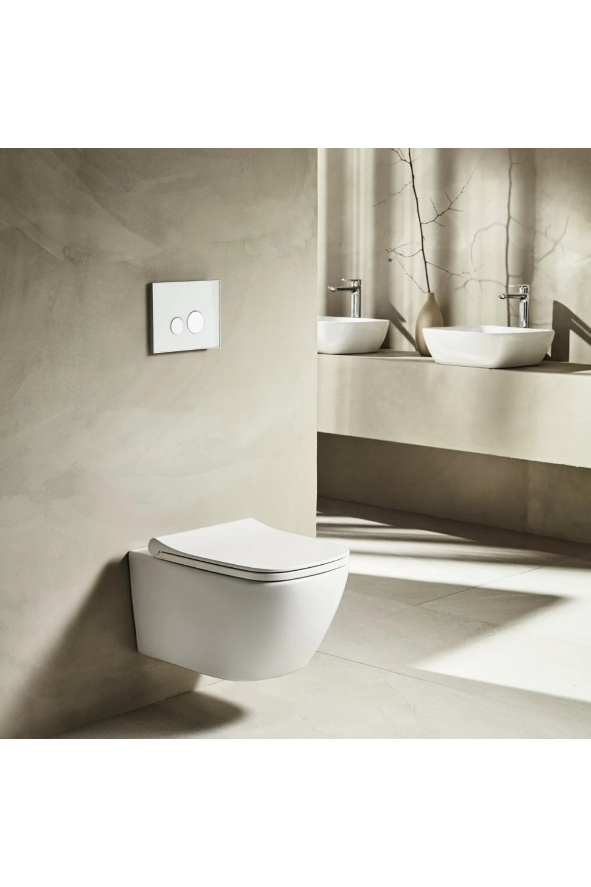 Luna Beyaz Kanalsız Asma Klozet LN5610, Nkp Lento Duroplast Yavaş Kapak