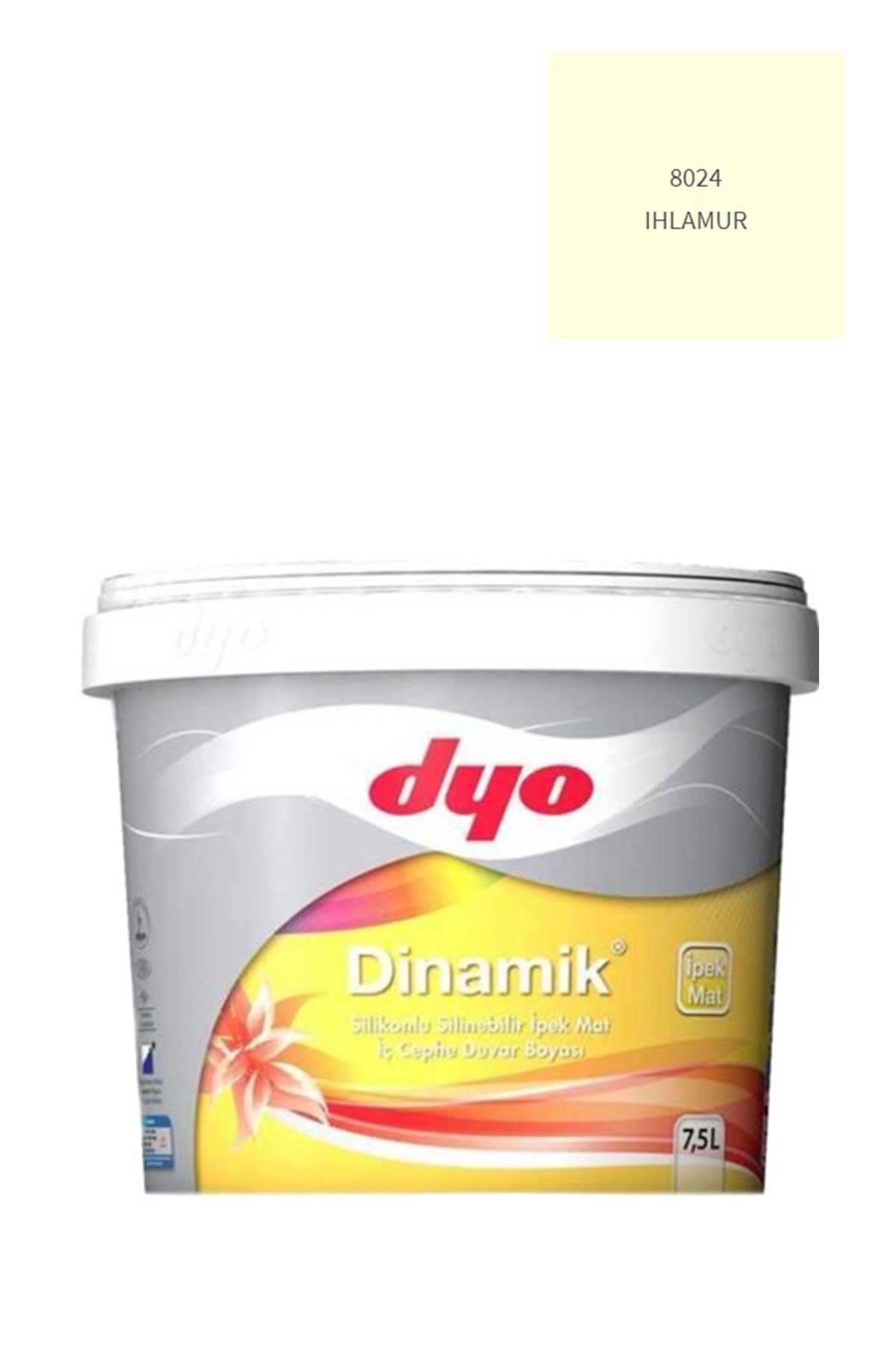DYO Dinamik Silikonlu Silinebilir Ipek Mat Iç Cephe Duvar Boyası 8024 Ihlamur 7,5 Lt