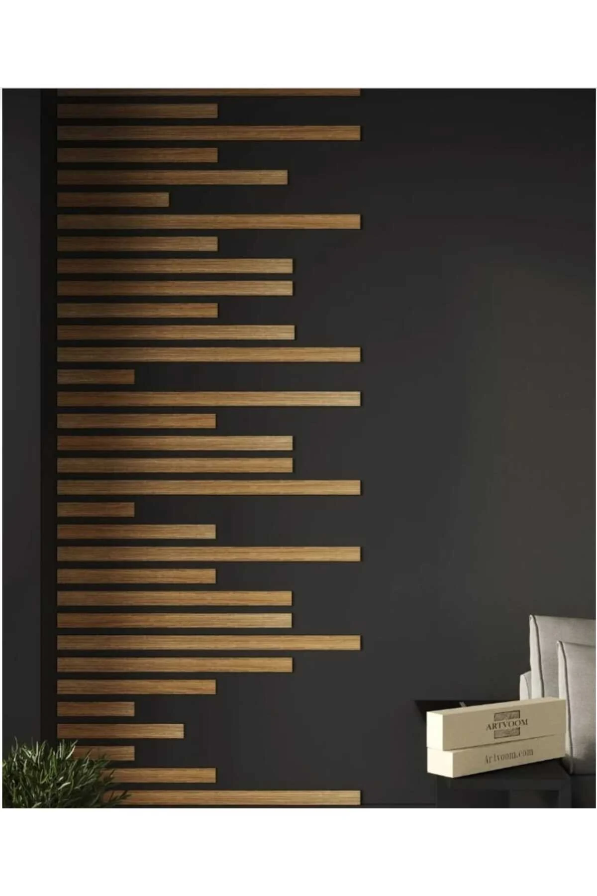 Lx Duvar Dekorasyon Çıtası 5 Farklı Ebat(100CM 80CM 60CM 40CM 20CM)25 Adet Panel Ceviz Renk Kahveren