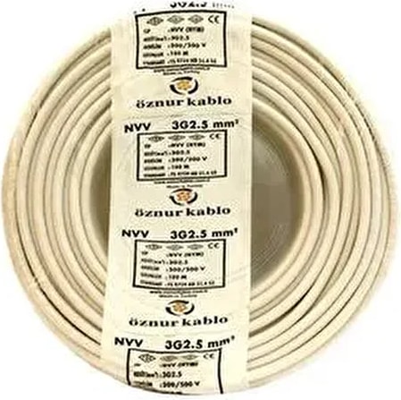3 x 2,5 TTR Kablo 100 Mt H05VV-F 300/500 V Güçlü Elektrik İletimi