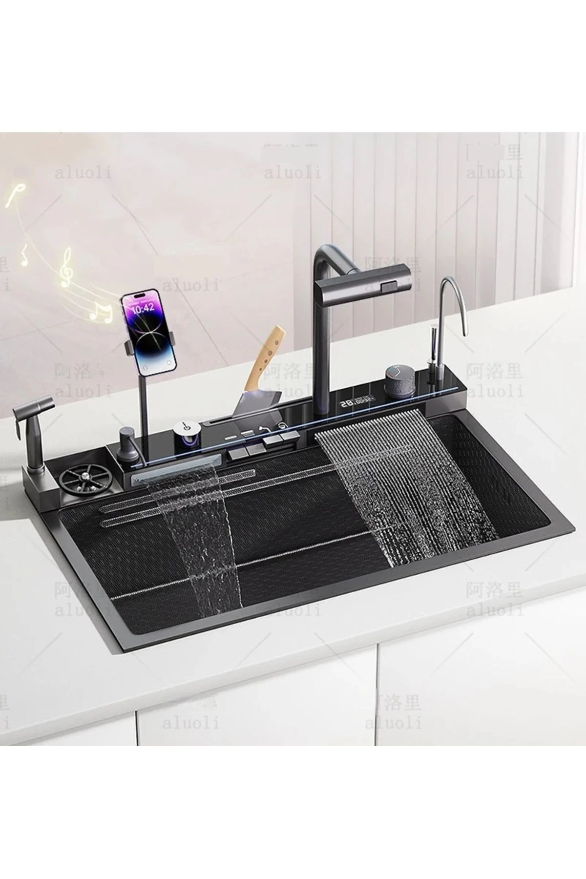 Dijital Akıllı Eviye Seti Ve Bataryası Antrasit 14 Fonksiyon Full Set Ithal 7 Yıl Garantili Patentli