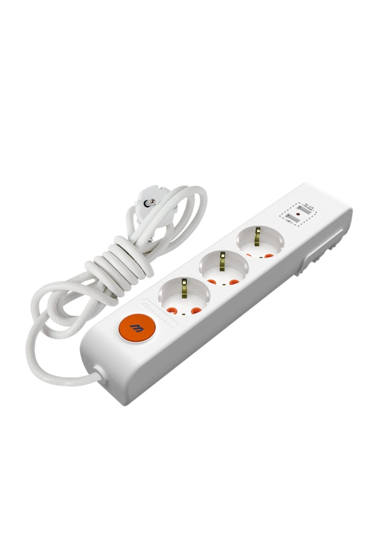 Ri Tech 3' Lü Ve Usb Girişli Anahtarlı Toraklı Grup Priz - 2 Mt.