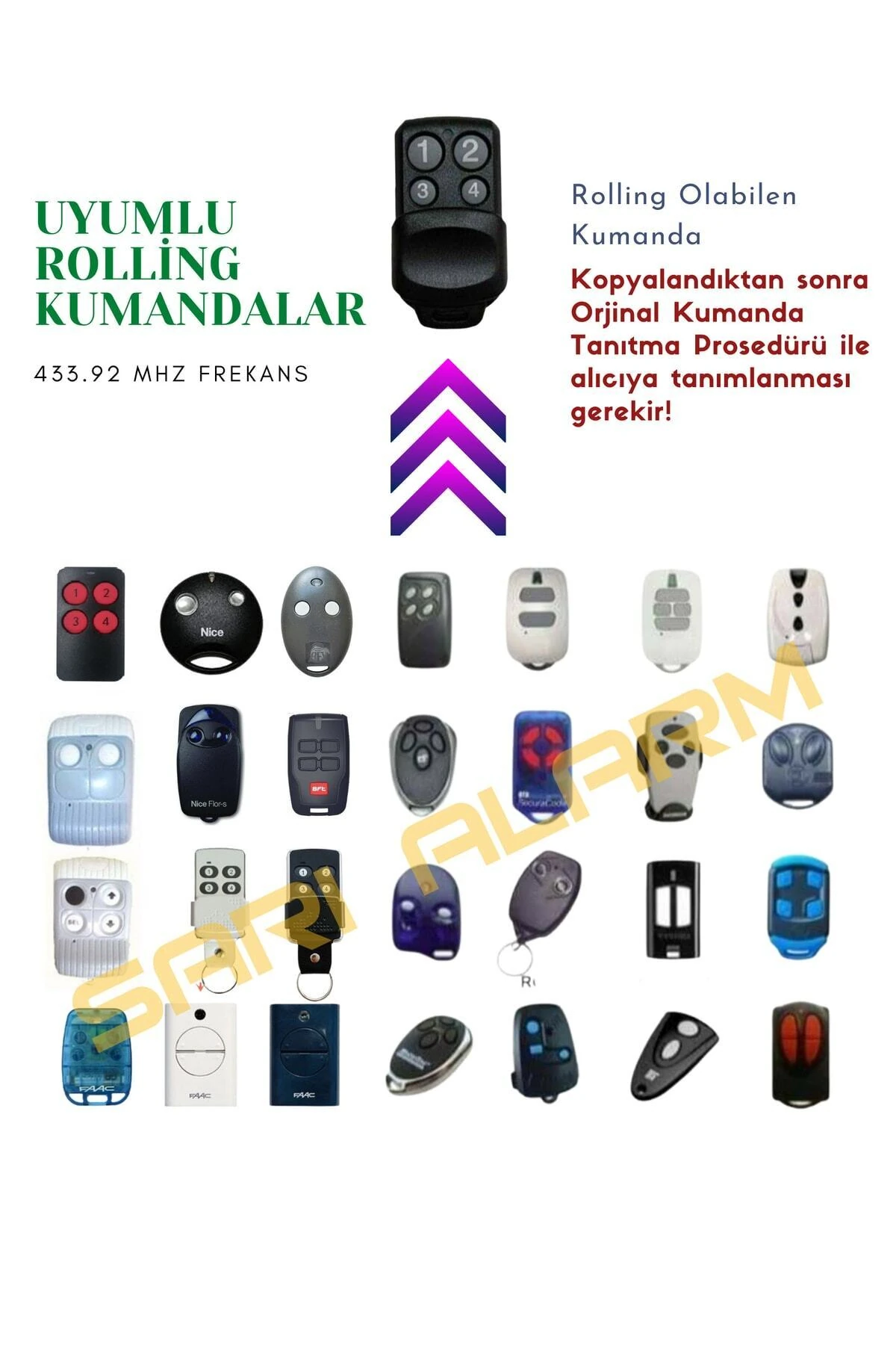 Rolling (NİCE, BFT, HİLAND VB) Olabilen Fıx Akıllı Kumanda Garaj Kepenk Bariyer Kumandası