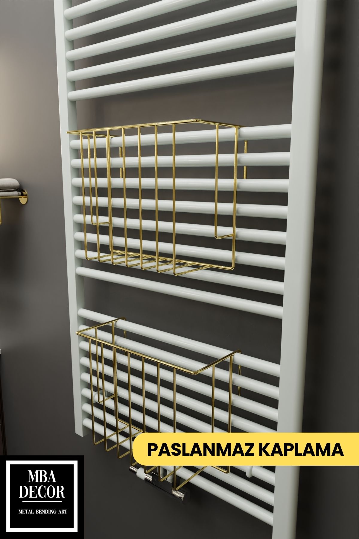 Gold Havlupan Düzenleyici Asılabilir Organizer Banyo Havluluk Tuvalet Kağıdı 30x28x10cm